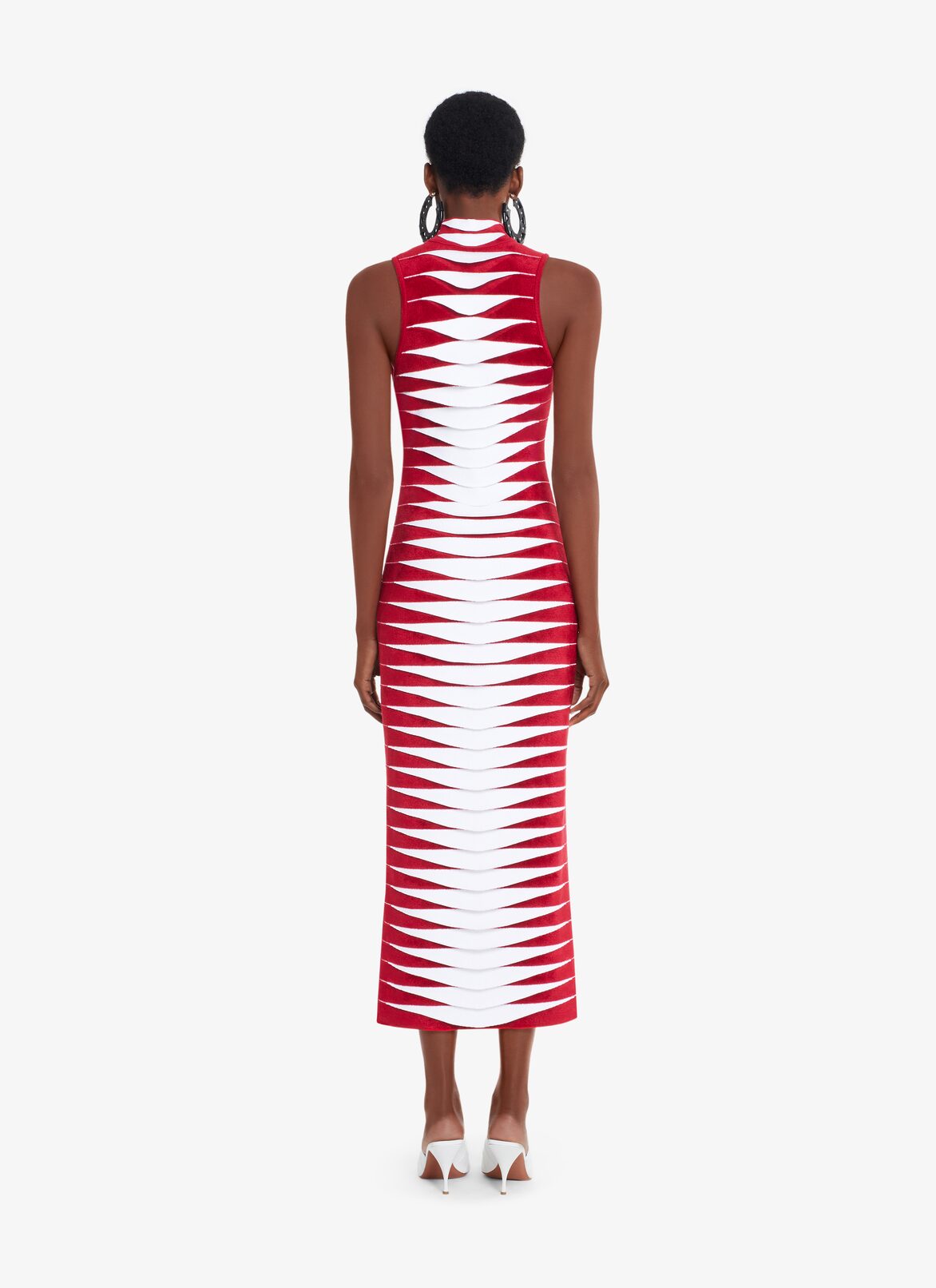 PYTHON-KNIT LONG TUBE DRESS ALAÏA WHITE/RED PYTHON-KNIT LONG TUBE DRESS